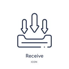 receive icon from technology outline collection. Thin line receive icon isolated on white background.
