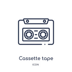 cassette tape icon from technology outline collection. Thin line cassette tape icon isolated on white background.