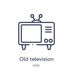 old television icon from technology outline collection. Thin line old television icon isolated on white background.