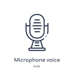 microphone voice icon from technology outline collection. Thin line microphone voice icon isolated on white background.