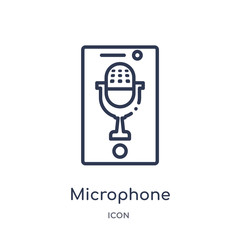 microphone interface icon from technology outline collection. Thin line microphone interface icon isolated on white background.