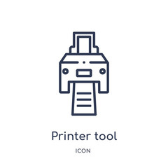 printer tool icon from technology outline collection. Thin line printer tool icon isolated on white background.