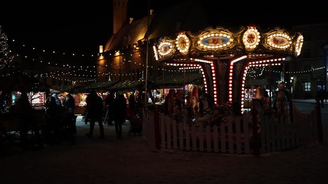 Caroussel spinning at Christmas market