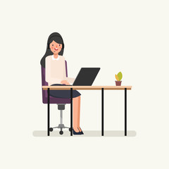 Character of businesswoman in Call center job. Animation scene for motion graphic.