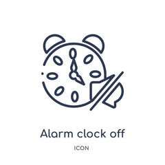 alarm clock off icon from technology outline collection. Thin line alarm clock off icon isolated on white background.