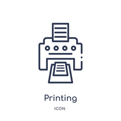 printing icon from technology outline collection. Thin line printing icon isolated on white background.