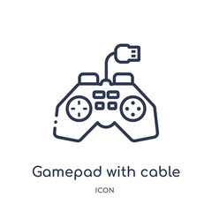 gamepad with cable icon from technology outline collection. Thin line gamepad with cable icon isolated on white background.