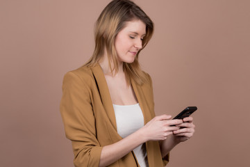 Naklejka premium a successful business girl in a office