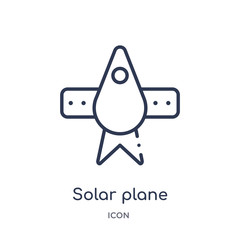 solar plane icon from technology outline collection. Thin line solar plane icon isolated on white background.