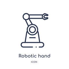 robotic hand icon from technology outline collection. Thin line robotic hand icon isolated on white background.