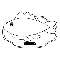 Fish haunted in wooden frame in black and white