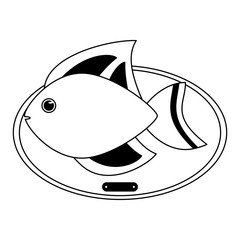 Fish haunted in wooden frame in black and white