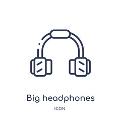 big headphones icon from technology outline collection. Thin line big headphones icon isolated on white background.