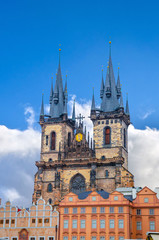 Obraz premium Old Town square with Tyn Church in Prague, Czech Republic.