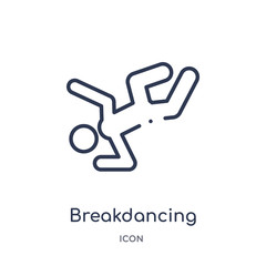 breakdancing dancer icon from sports outline collection. Thin line breakdancing dancer icon isolated on white background.