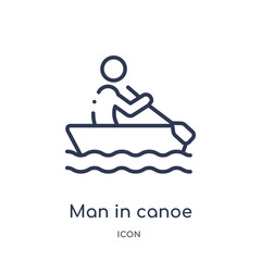 man in canoe icon from sports outline collection. Thin line man in canoe icon isolated on white background.