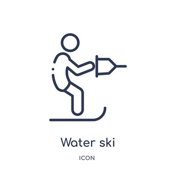 water ski icon from sports outline collection. Thin line water ski icon isolated on white background.