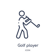 golf player hitting icon from sports outline collection. Thin line golf player hitting icon isolated on white background.