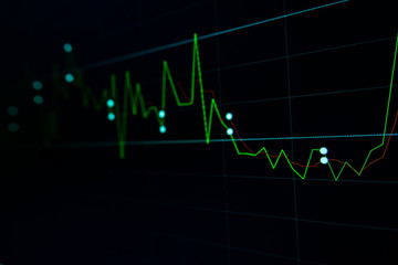 Stock exchange market graph on LED screen for business concept.