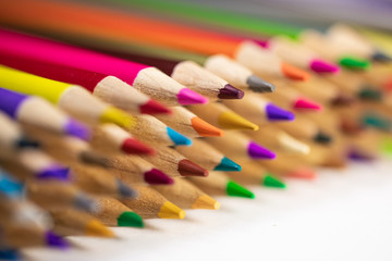 Fototapeta premium A set of colored pencils for drawing macro photography.