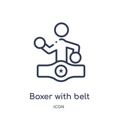 boxer with belt icon from sports outline collection. Thin line boxer with belt icon isolated on white background.