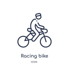 racing bike icon from sports outline collection. Thin line racing bike icon isolated on white background.