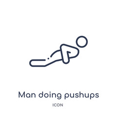 man doing pushups icon from sports outline collection. Thin line man doing pushups icon isolated on white background.