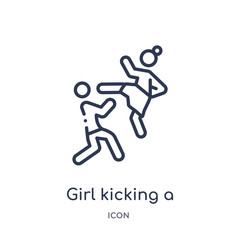 Fototapeta na wymiar girl kicking a boy in the face icon from sports outline collection. Thin line girl kicking a boy in the face icon isolated on white background.