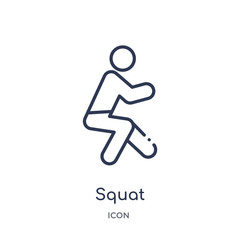 squat icon from sports outline collection. Thin line squat icon isolated on white background.