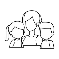 mother with daughter and son characters