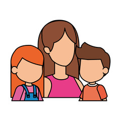 mother with daughter and son characters