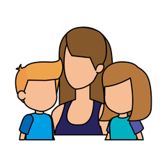 mother with daughter and son characters