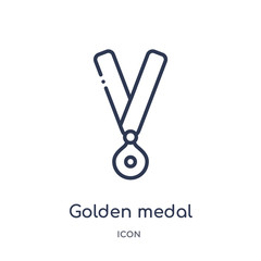 golden medal icon from sports outline collection. Thin line golden medal icon isolated on white background.