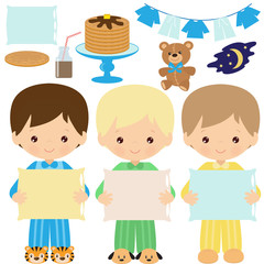 Pancakes party vector cartoon illustration