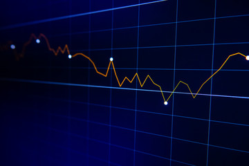 Stock exchange market graph on LED screen for business concept.