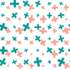 Abstract messy seamless pattern with pluses. Geometric background. Vector illustration.