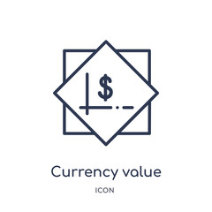 currency value icon from signs outline collection. Thin line currency value icon isolated on white background.