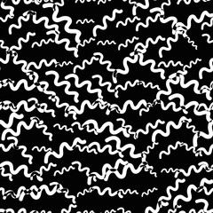 Abstract seamless pattern wish curly zigzag lines. Linear background. Vector illustration. 