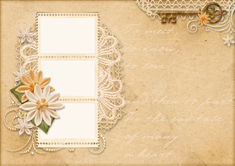 Vintage beautiful background with flowers and photo frame