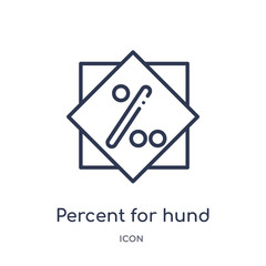 percent for hund icon from signs outline collection. Thin line percent for hund icon isolated on white background.