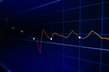 Stock exchange market graph on LED screen for business concept.
