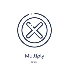 multiply icon from signs outline collection. Thin line multiply icon isolated on white background.