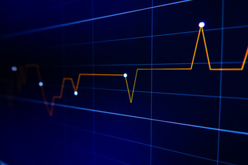 Stock exchange market graph on LED screen for business concept.