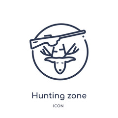 hunting zone icon from signs outline collection. Thin line hunting zone icon isolated on white background.