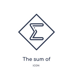 the sum of icon from signs outline collection. Thin line the sum of icon isolated on white background.