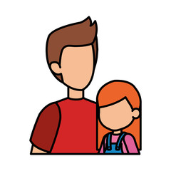 Fototapeta premium father with daughter characters