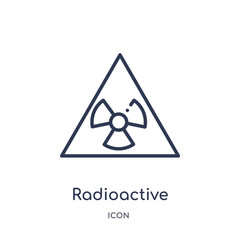 radioactive warning icon from signs outline collection. Thin line radioactive warning icon isolated on white background.