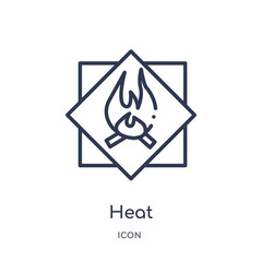 heat icon from signs outline collection. Thin line heat icon isolated on white background.