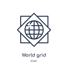 world grid icon from signs outline collection. Thin line world grid icon isolated on white background.