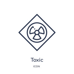 toxic icon from signs outline collection. Thin line toxic icon isolated on white background.